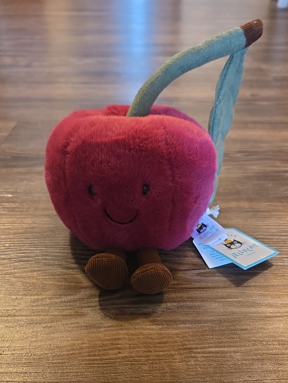 Jellycat Cherry Plush with Green Stem and Brown Feet